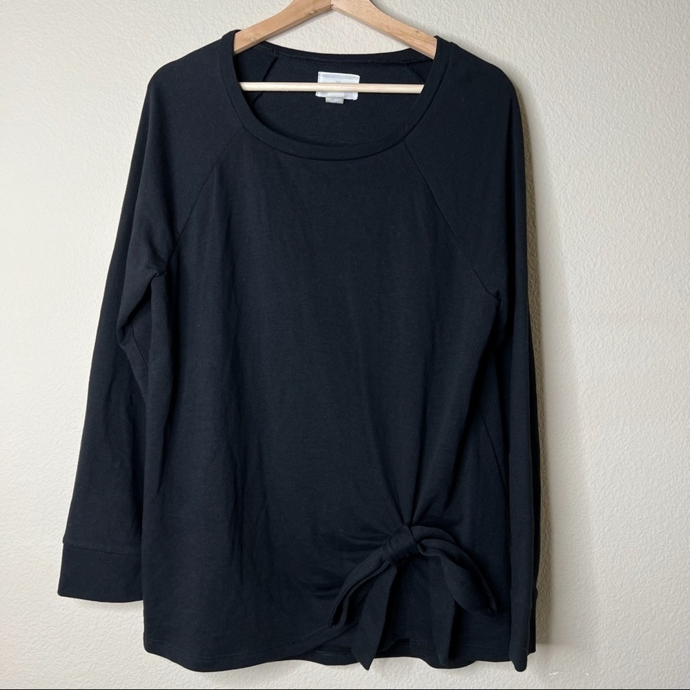 Caslon Medium Black Sweater with bow detailing